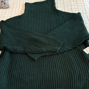 Free People Forest Green Turtleneck Sweater NWT